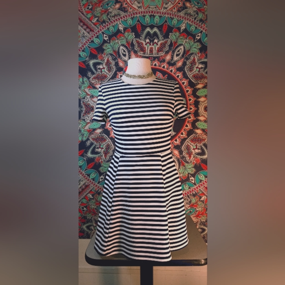 H&M Divided Blue & White horizontal Striped Dress